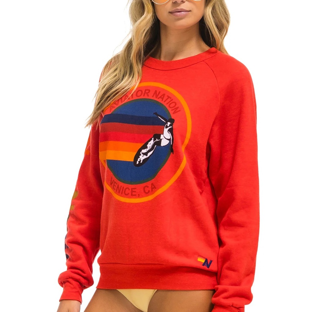 Aviator Nation Red Sweatshirt, XS
